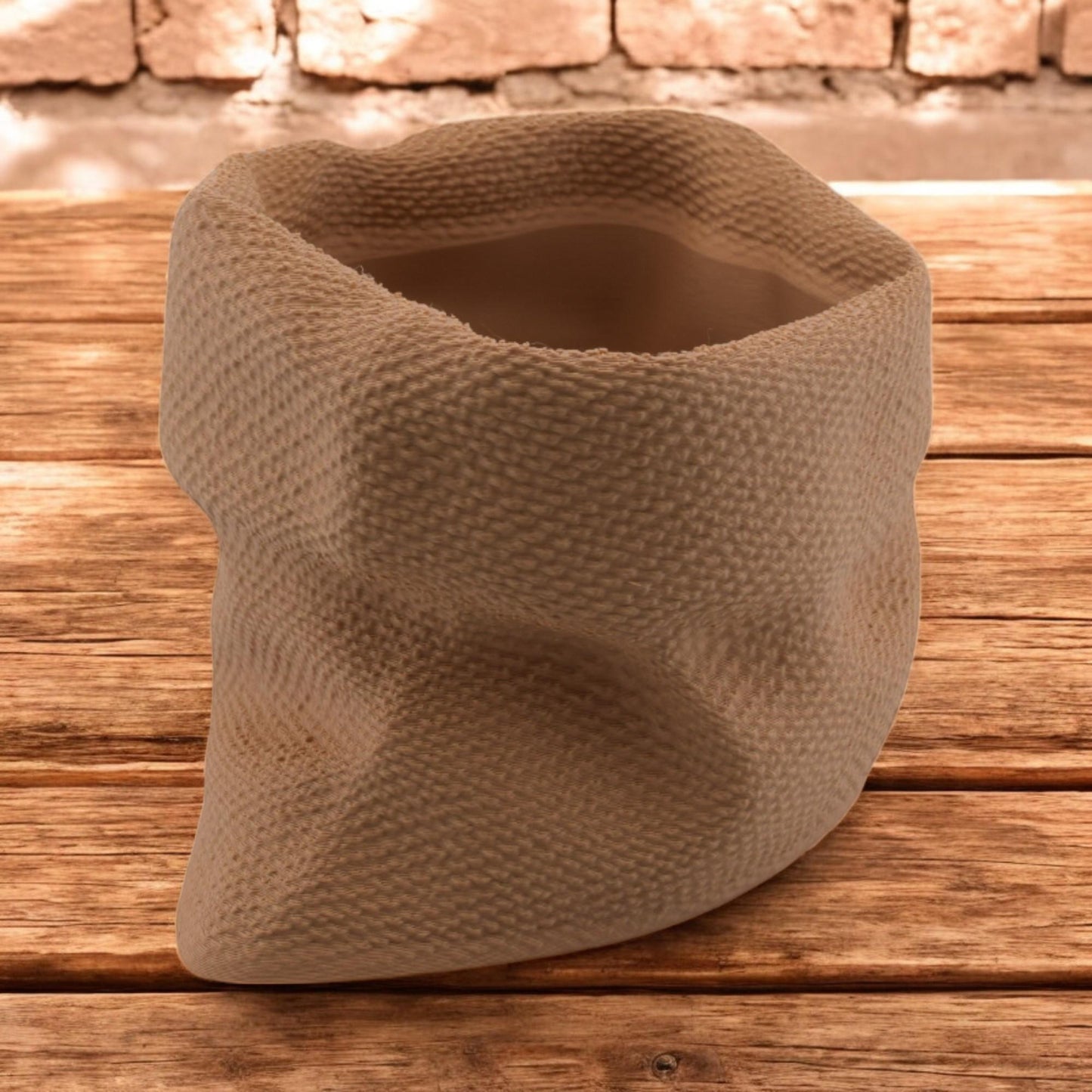 Rustic Charm Burlap Sack Planter – 3D Printed Indoor Pot for Succulents & Houseplants - BOHO Decor - Cottage Core
