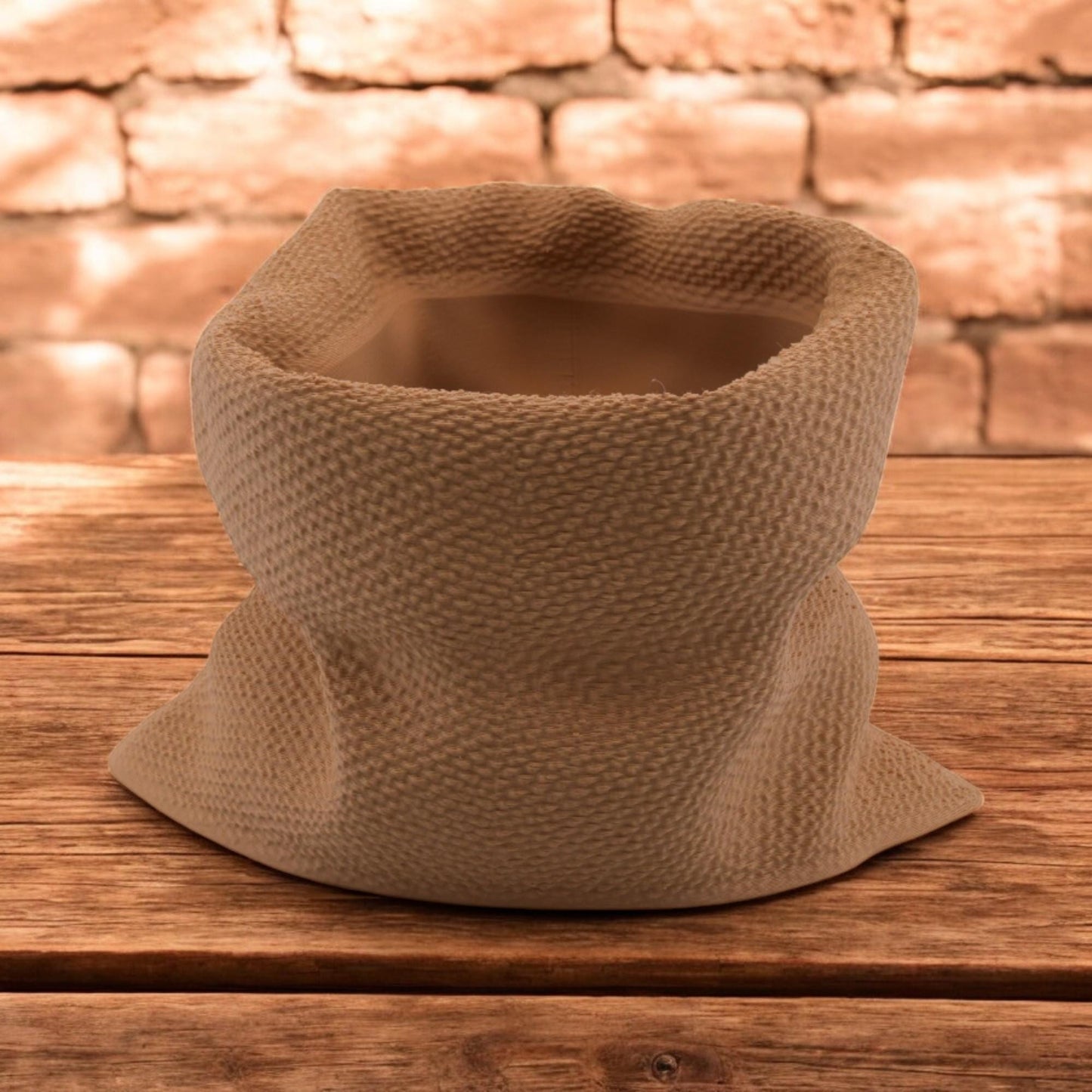 Rustic Charm Burlap Sack Planter – 3D Printed Indoor Pot for Succulents & Houseplants - BOHO Decor - Cottage Core