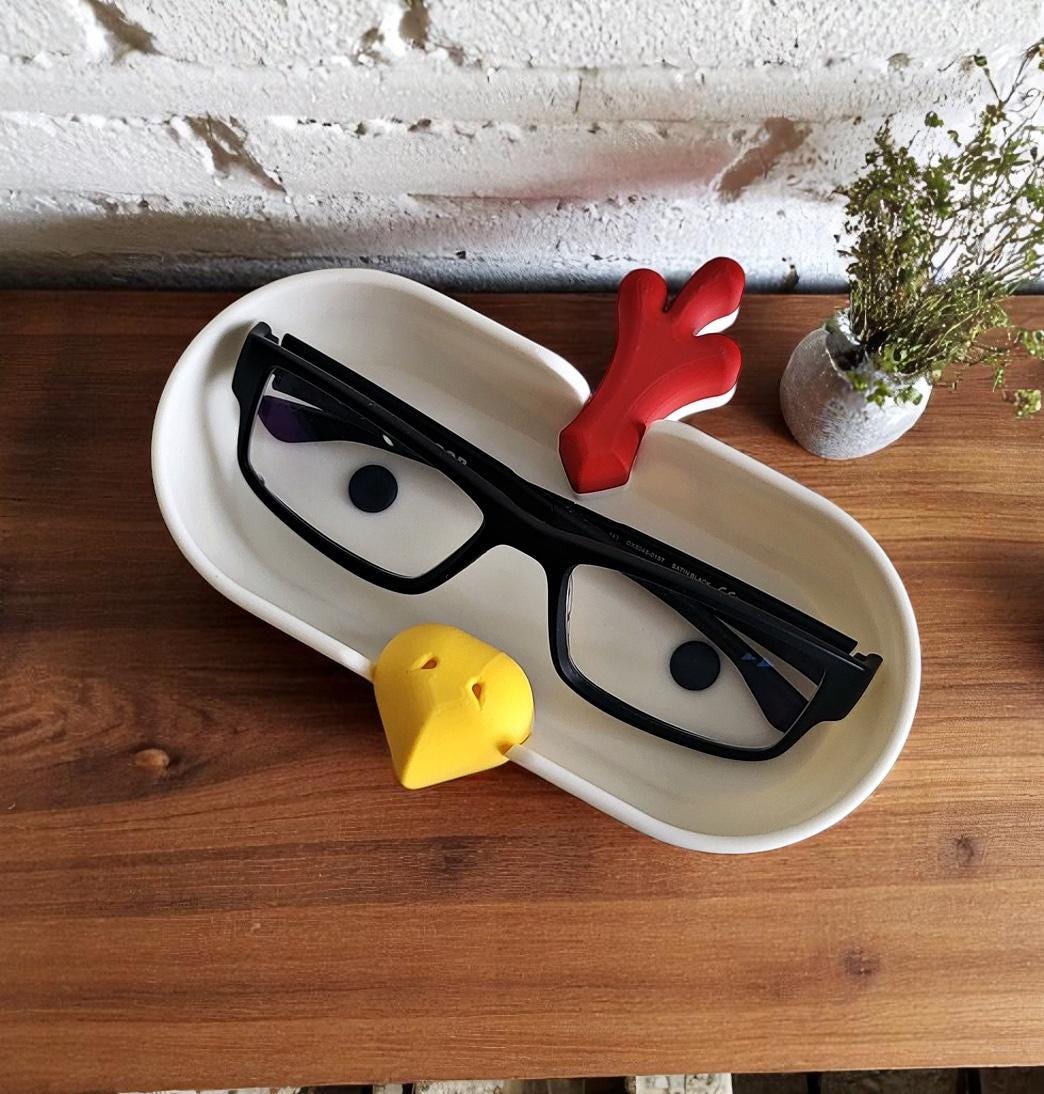 Chicken Eyeglass Tray - Adorable Animal Friend Eyeglass Tray - Cute 3D Printed Holder for Glasses - Fun Kids’ Nightstand Organizer