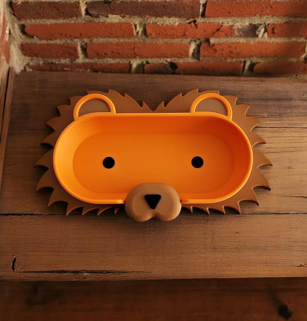 Lion Eyeglass Tray - Adorable Animal Friend Eyeglass Tray - Cute 3D Printed Holder for Glasses - Fun Kids’ Nightstand Organizer