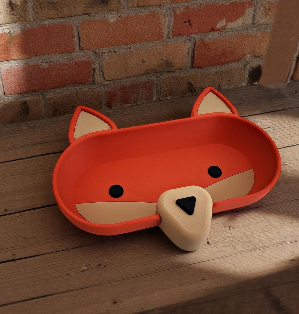 Fox Eyeglass Tray - Adorable Animal Friend Eyeglass Tray - Cute 3D Printed Holder for Glasses - Fun Kids’ Nightstand Organizer