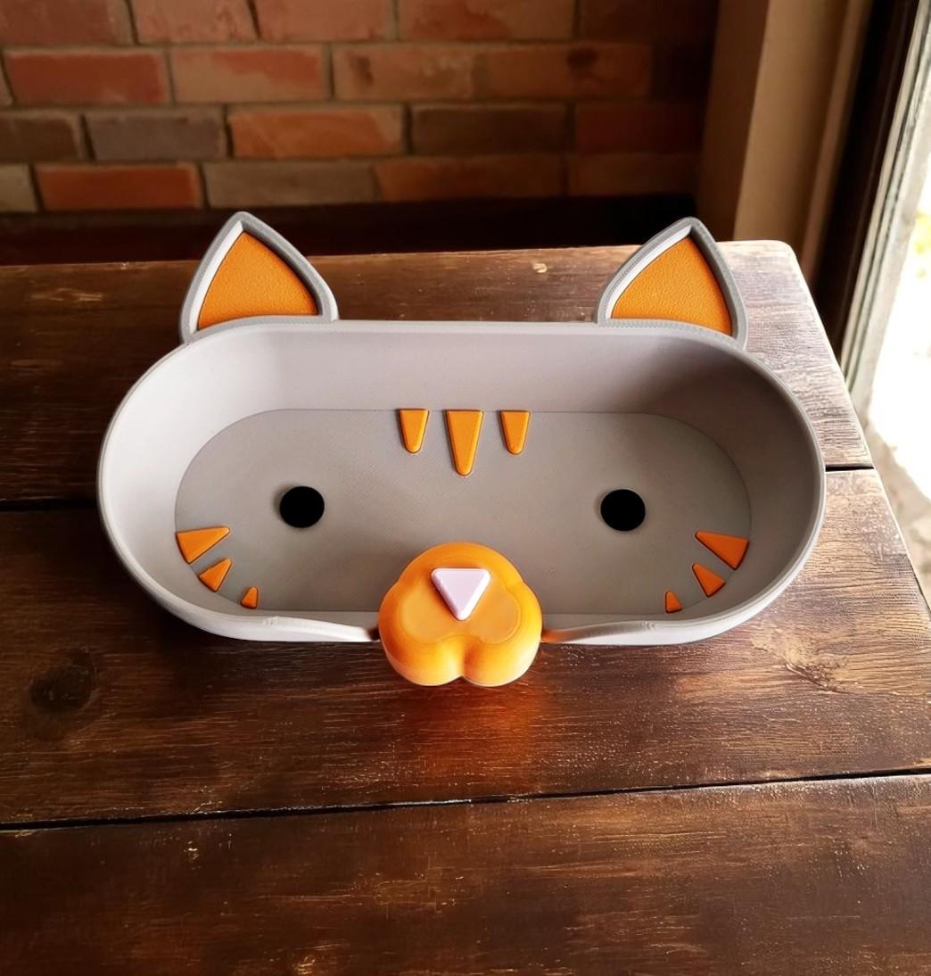 Kitten Eyeglass Tray - Adorable Animal Friend Eyeglass Tray - Cute 3D Printed Cat Holder for Glasses - Fun Kids’ Nightstand Organizer
