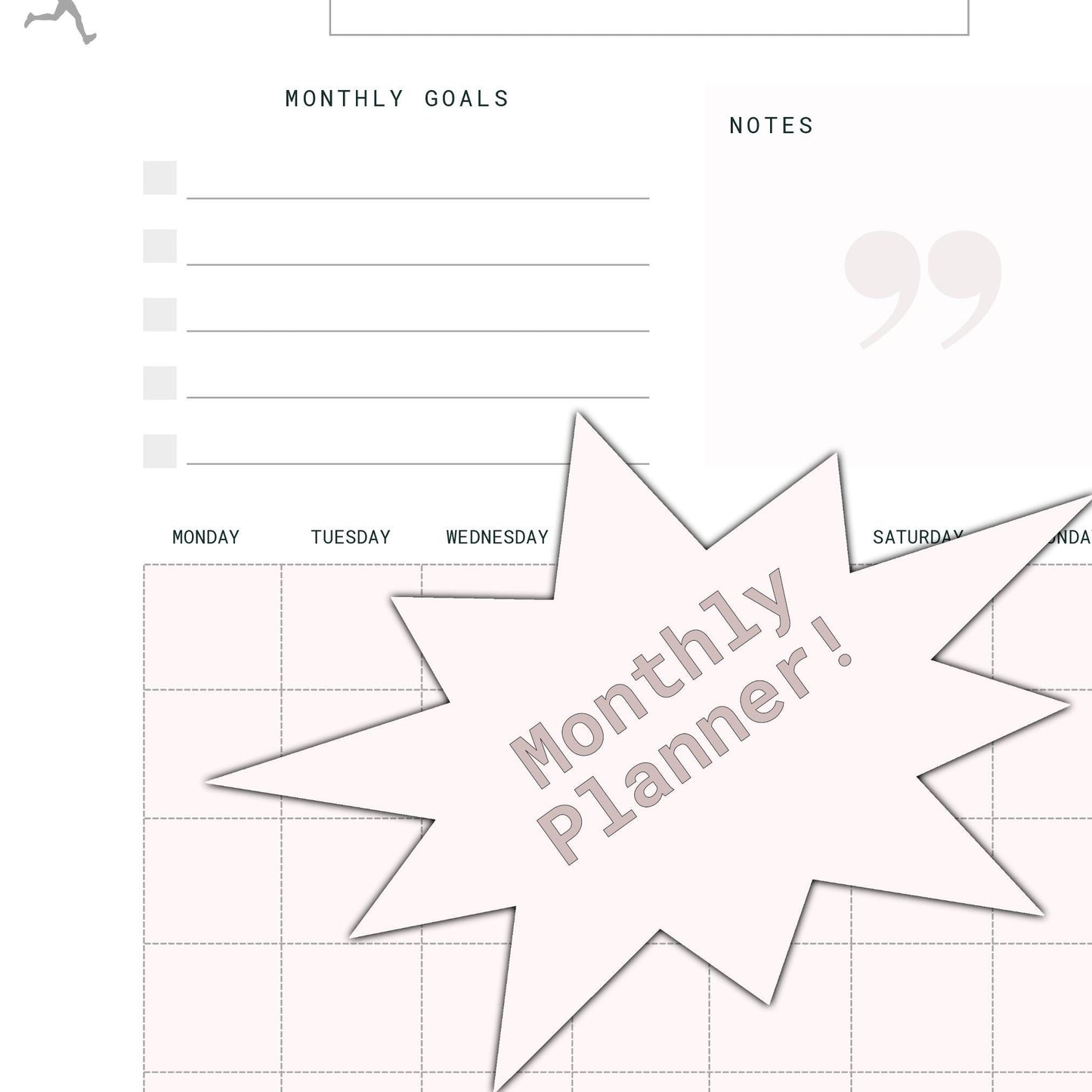 Organized Mom Life Planner | Blush Pink Digital PDF | Undated Daily + Monthly Pages | Printable 14-Page Planner for Moms