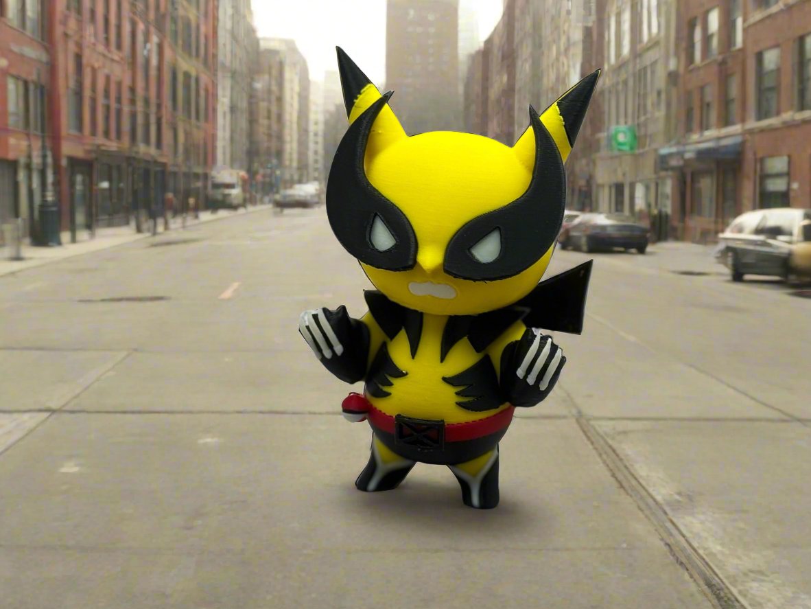 (Updated!) Pikachu x Wolverine Chibi Mashup 3D Printed Figurine - Cute and Fierce Original Collectible