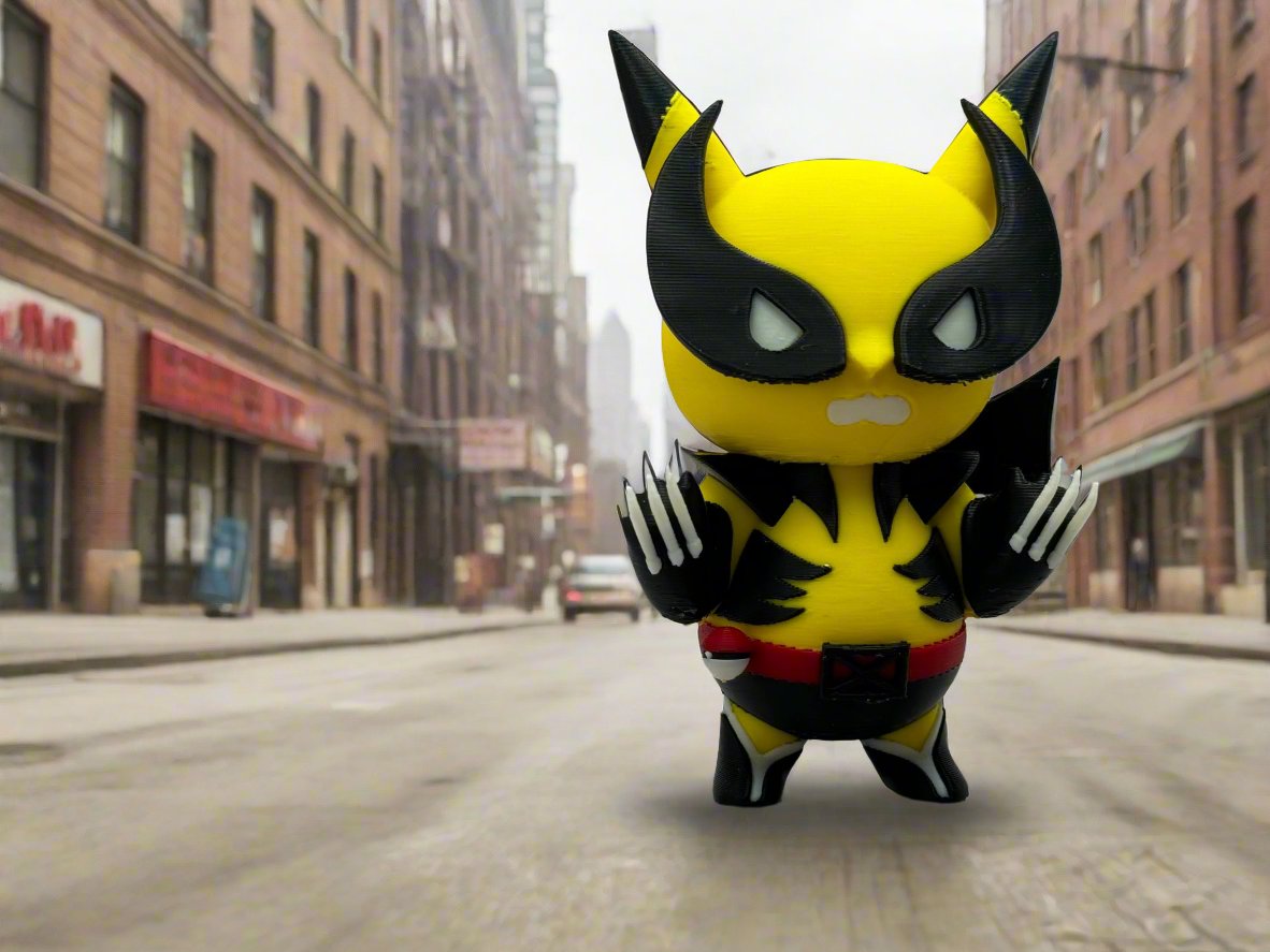 (Updated!) Pikachu x Wolverine Chibi Mashup 3D Printed Figurine - Cute and Fierce Original Collectible