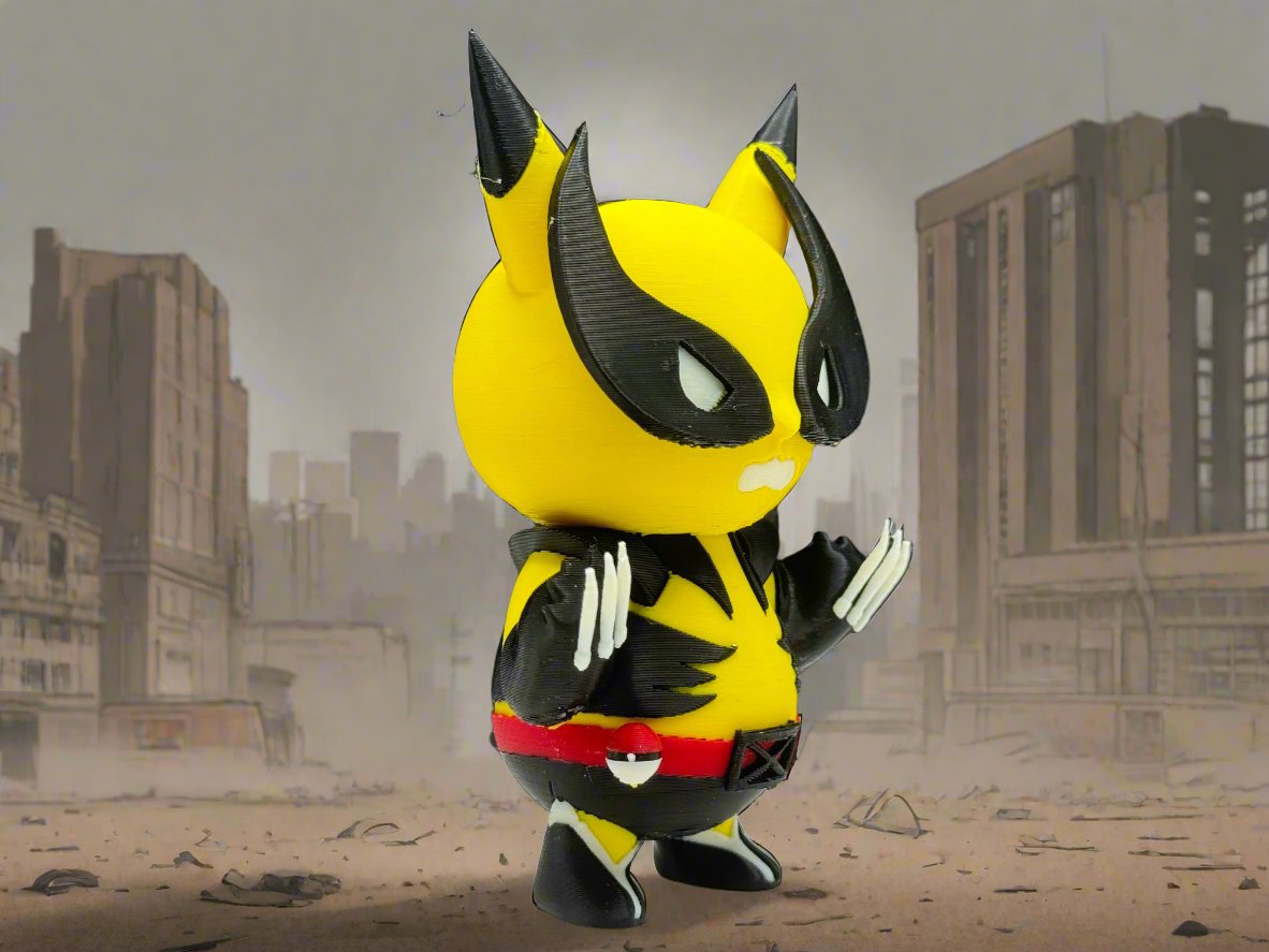 (Updated!) Pikachu x Wolverine Chibi Mashup 3D Printed Figurine - Cute and Fierce Original Collectible