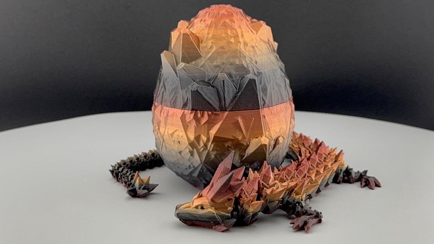 Flexible Crystal Dragon with Dragon Egg, Articulated Dragon Figurine