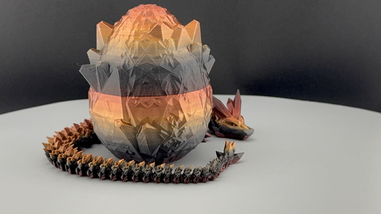 Flexible Crystal Dragon with Dragon Egg, Articulated Dragon Figurine