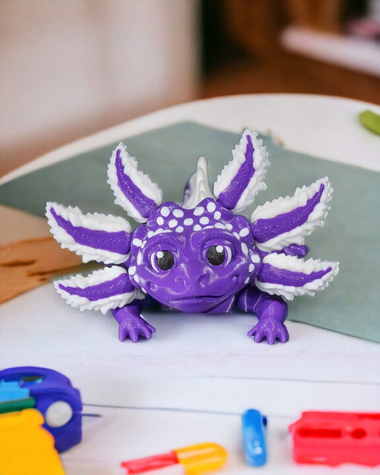 3D Printed Flexible Axolotl Toy – Sensory Fidget for Adults and Children in Various Colors