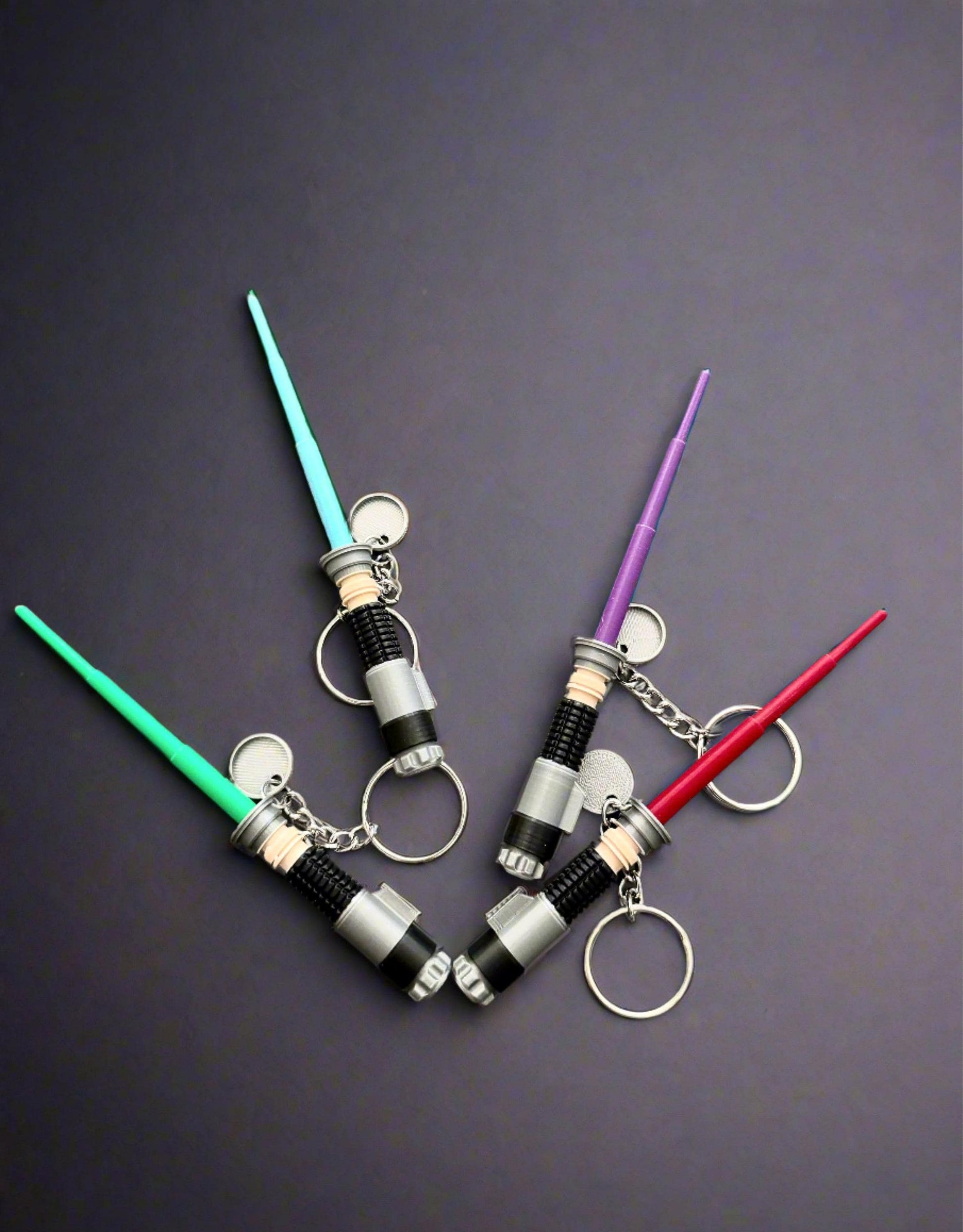 100 Handmade Mini Lightsaber Keychains in Various Colors for Weddings, Showers, and Parties