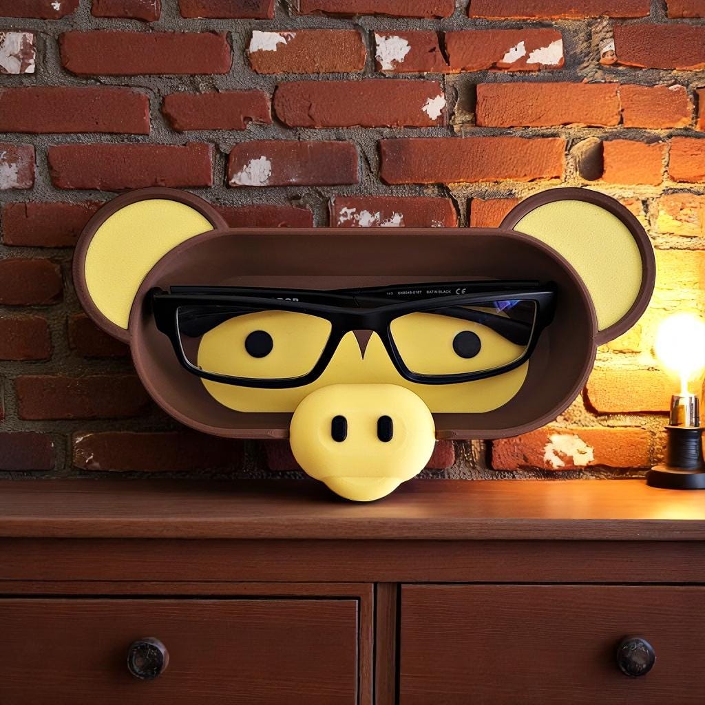 Monkey Eyeglass Tray - Adorable Animal Friend Eyeglass Tray - Cute 3D Printed Holder for Glasses - Fun Kids’ Nightstand Organizer