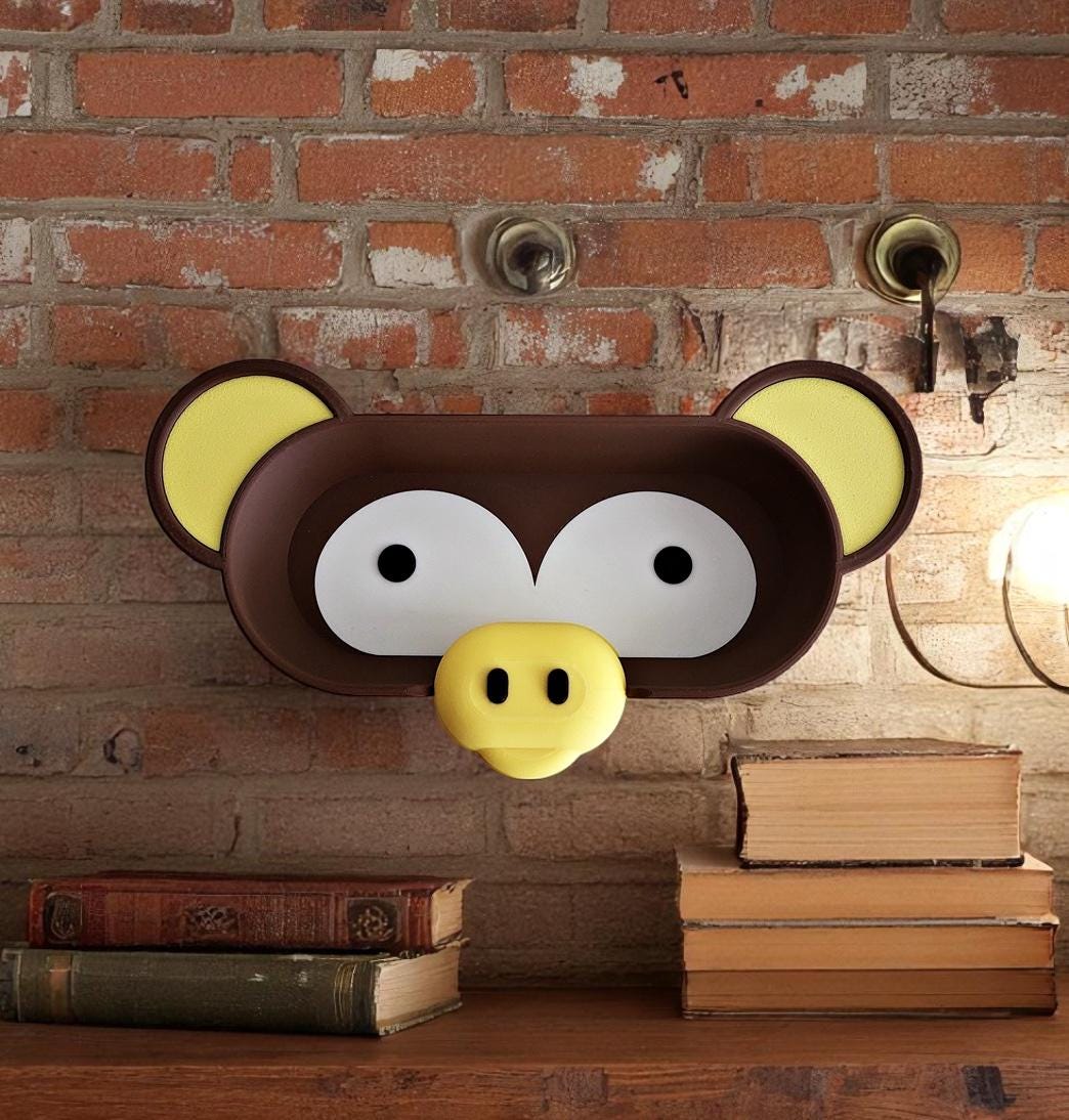 Monkey Eyeglass Tray - Adorable Animal Friend Eyeglass Tray - Cute 3D Printed Holder for Glasses - Fun Kids’ Nightstand Organizer