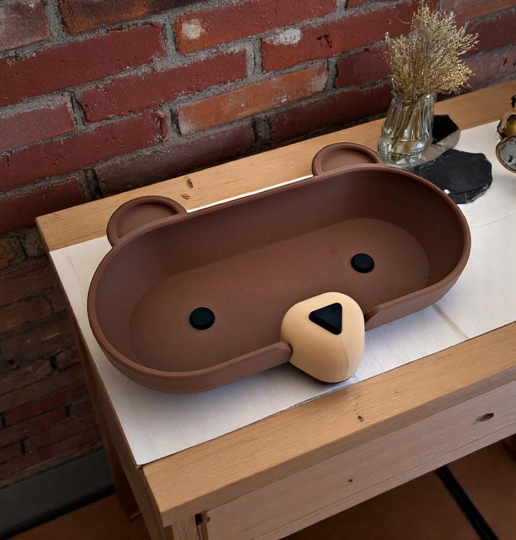 Bear Eyeglass Tray - Adorable Animal Friend Eyeglass Tray - Cute 3D Printed Holder for Glasses - Fun Kids’ Nightstand Organizer