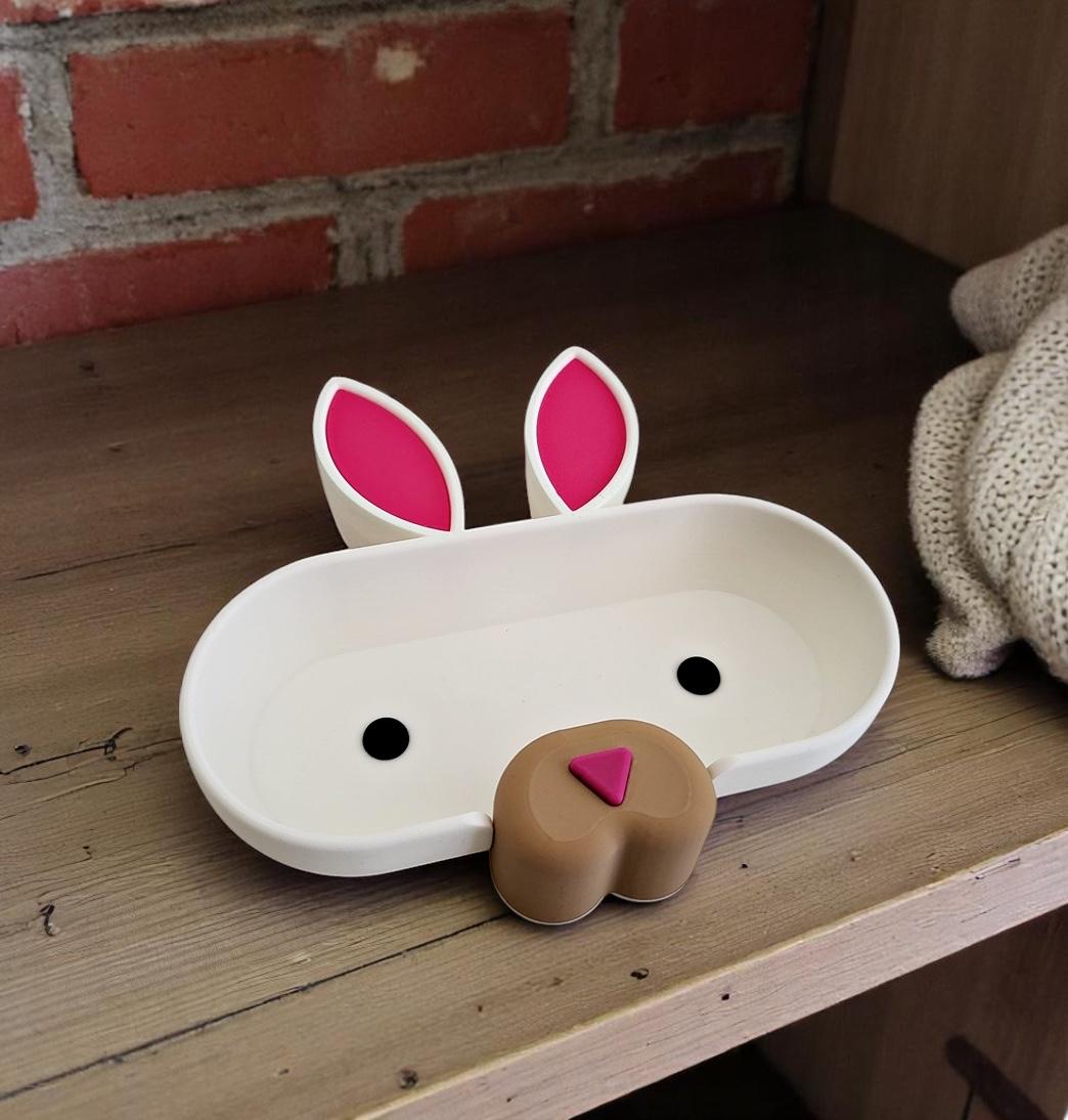Rabbit Eyeglass Tray - Adorable Animal Friend Eyeglass Tray - Cute 3D Printed Holder for Glasses - Fun Kids’ Nightstand Organizer