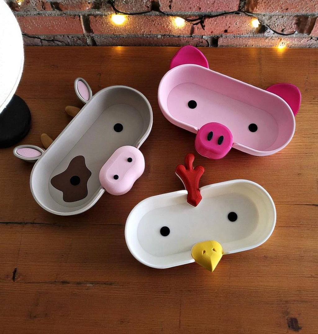 Cow Eyeglass Tray - Adorable Animal Friend Eyeglass Tray - Cute 3D Printed Holder for Glasses - Fun Kids’ Nightstand Organizer