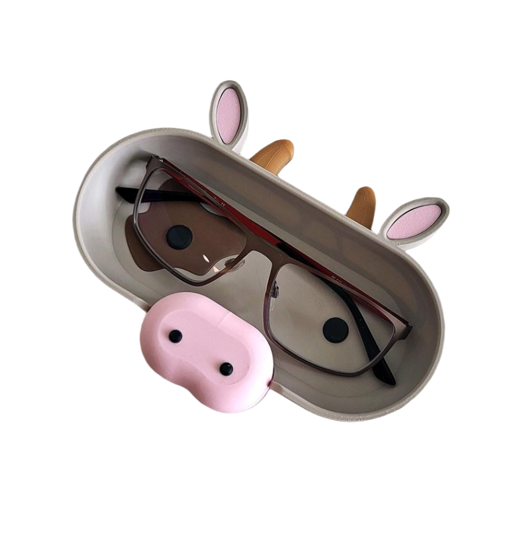 Cow Eyeglass Tray - Adorable Animal Friend Eyeglass Tray - Cute 3D Printed Holder for Glasses - Fun Nightstand Organizer