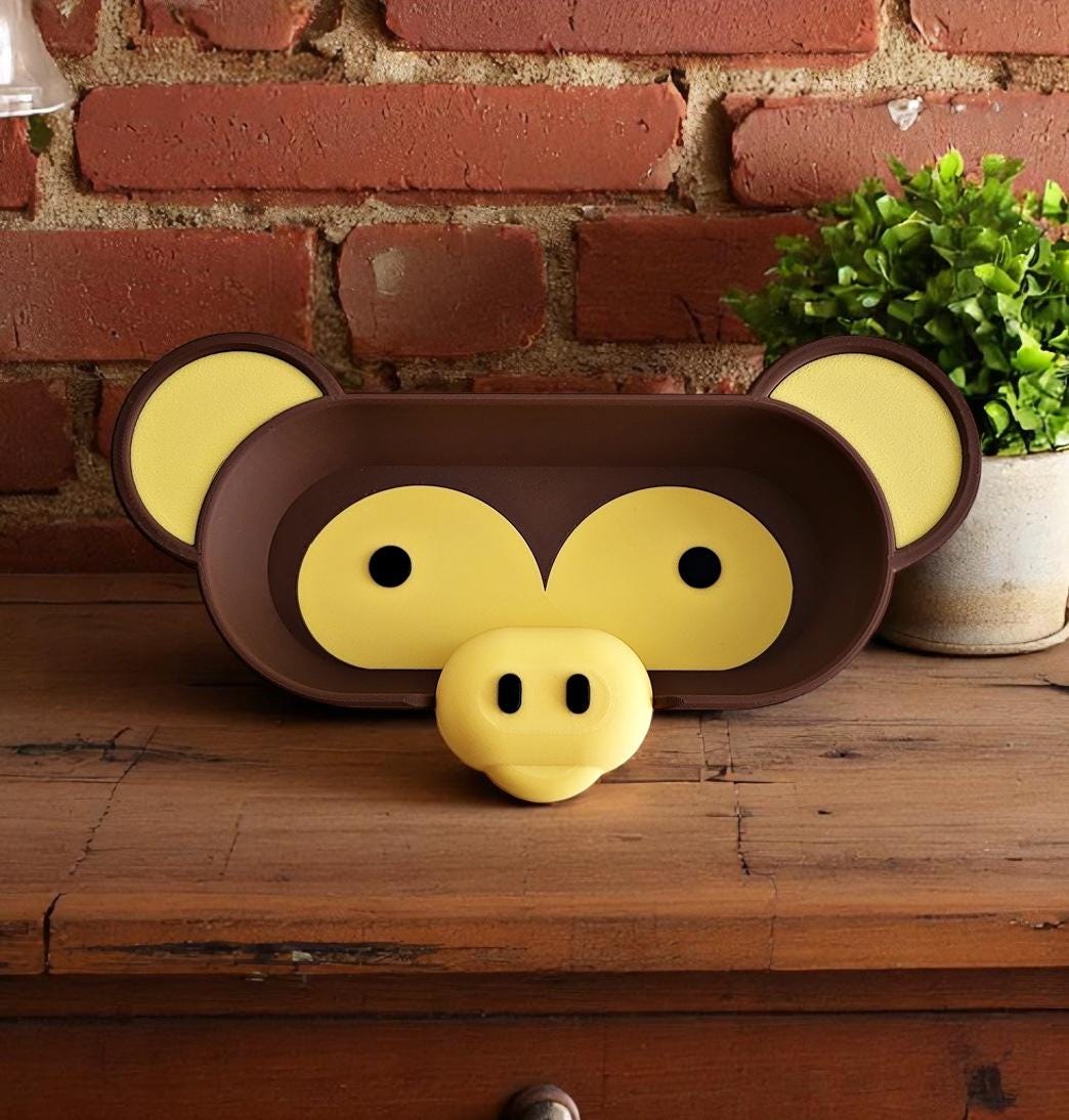 Monkey Eyeglass Tray - Adorable Animal Friend Eyeglass Tray - Cute 3D Printed Holder for Glasses - Fun Kids’ Nightstand Organizer
