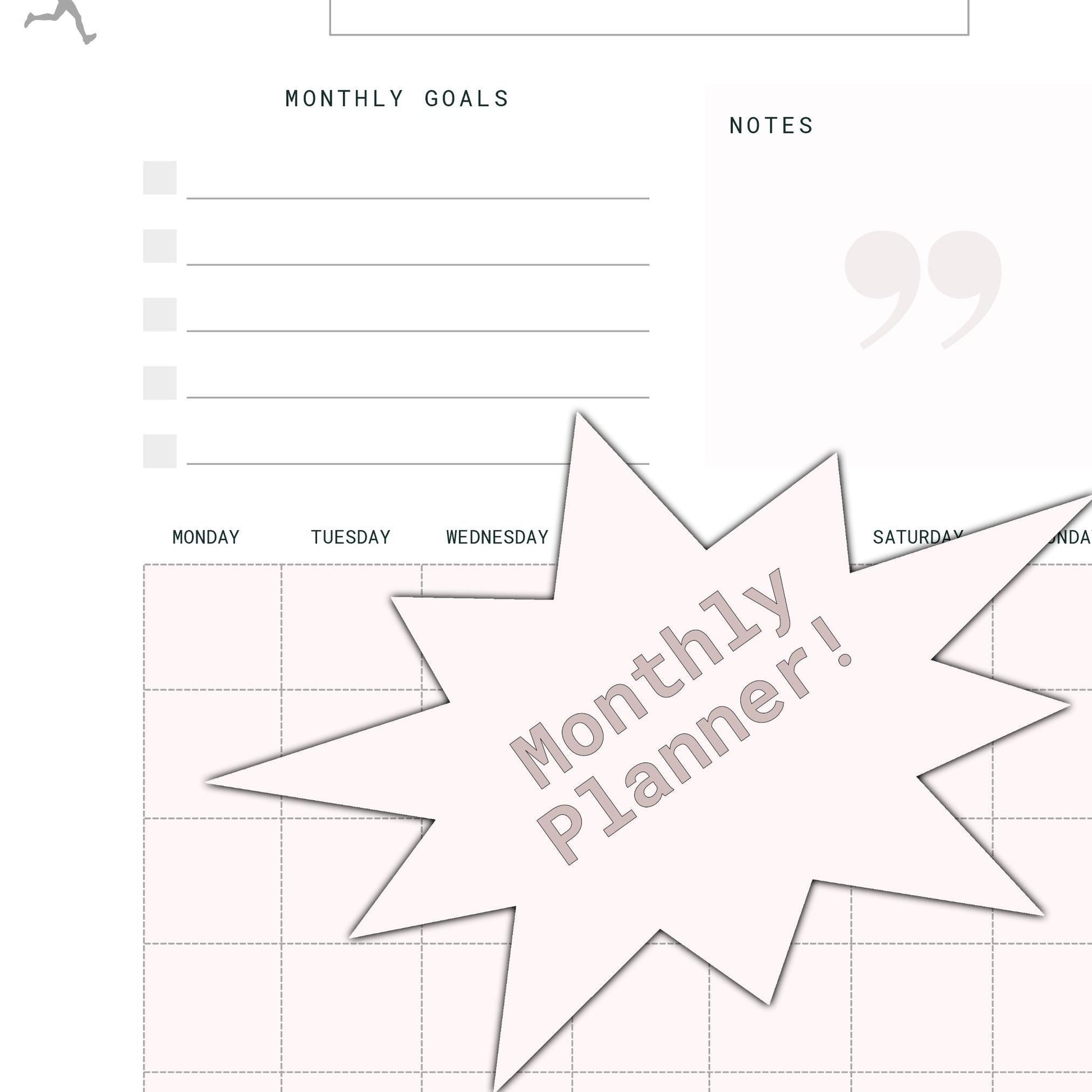 Organized Mom Life Planner | Blush Pink Digital PDF | Undated Daily + Monthly Pages | Printable 14-Page Planner for Moms