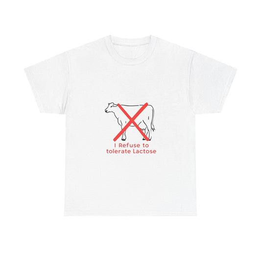 Lactose Intolerance Tee - Funny Unisex Heavy Cotton Shirt for Lactose-Free Lovers, Dairy-Free Humor, Gift for Cow Lovers, Vegan Tee