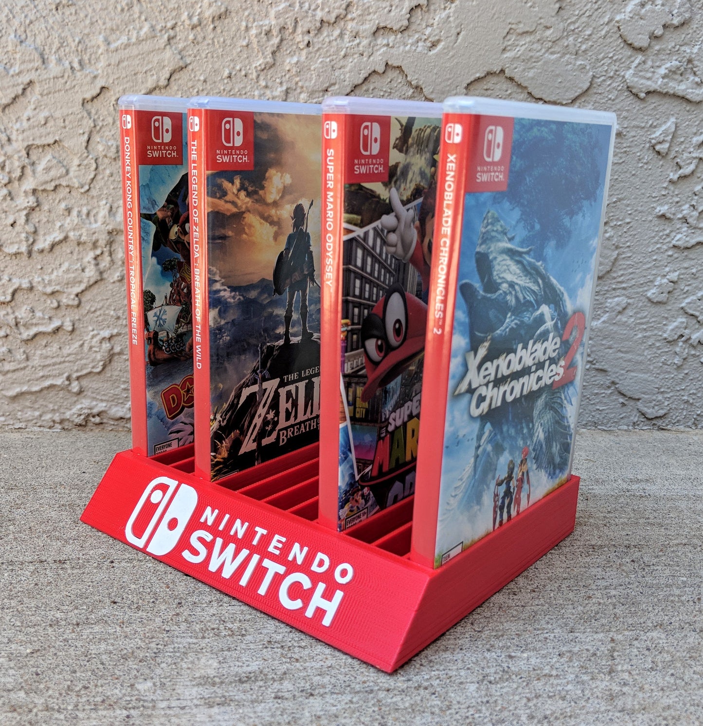 Nintendo Switch Game Case Organizer - Fits up to 12 Games - Raised Lettering - 3D Printed Switch Game Cartridge Case Holder