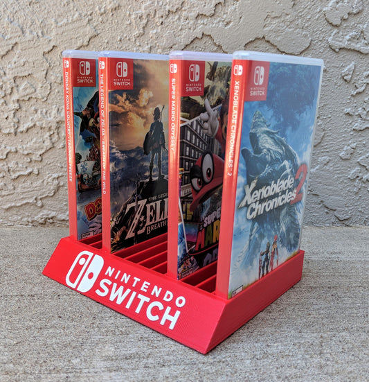 Nintendo Switch Game Case Organizer - Fits up to 12 Games - Raised Lettering - 3D Printed Switch Game Cartridge Case Holder