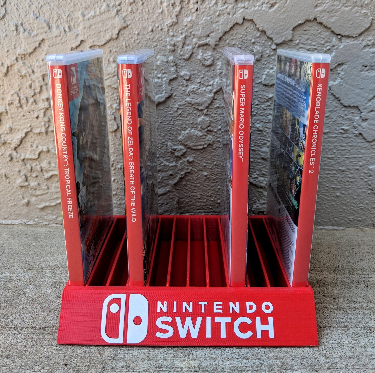 Nintendo Switch Game Case Organizer - Fits up to 12 Games - Raised Lettering - 3D Printed Switch Game Cartridge Case Holder