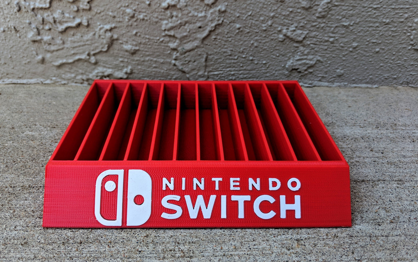 Nintendo Switch Game Case Organizer - Fits up to 12 Games - Raised Lettering - 3D Printed Switch Game Cartridge Case Holder